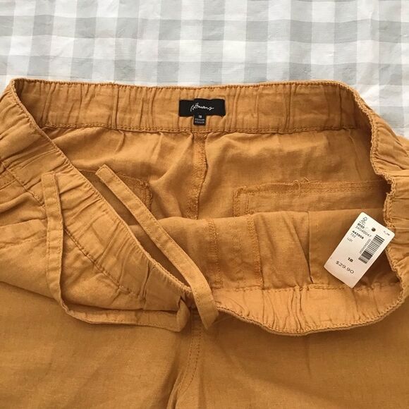 2/40$ Reitmans 𝅺linen blend shorts bermudas yellow/gold elastic waist cozy sz 18 - Picture 3 of 11